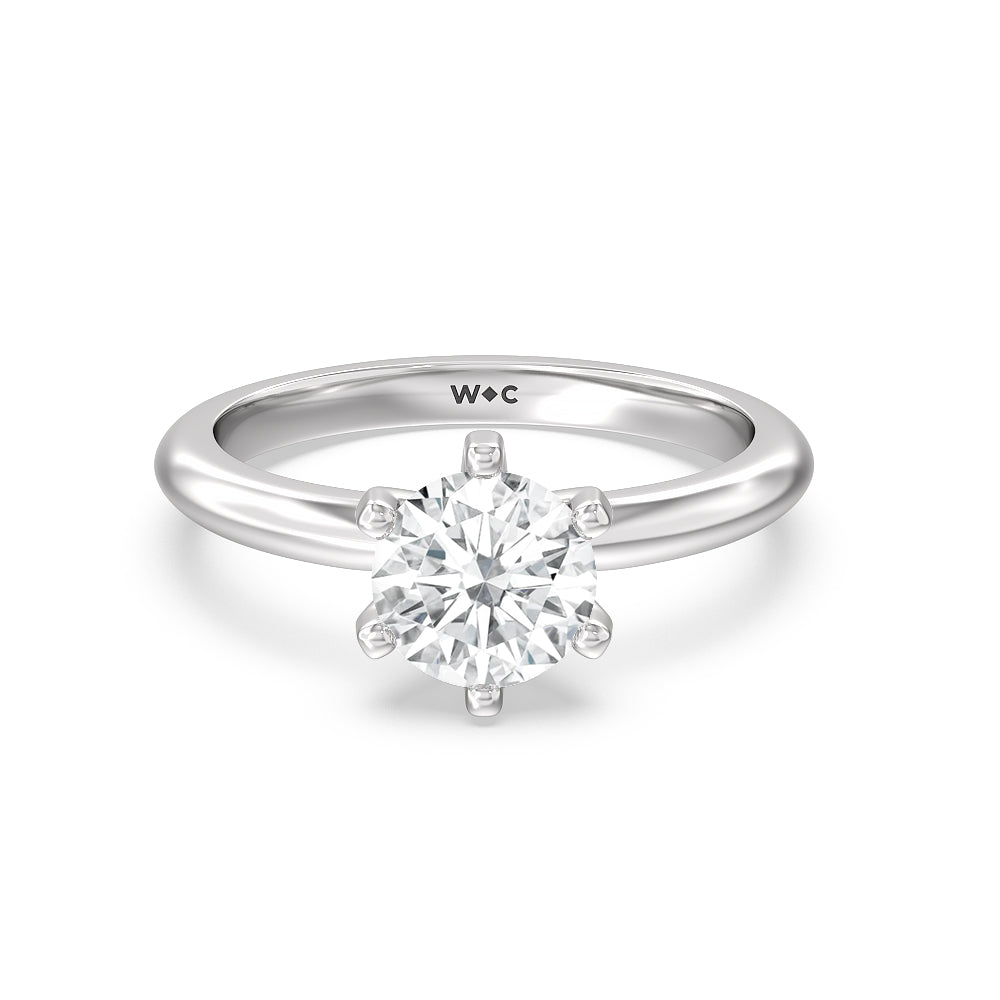 Round Classic Six Prong Solitaire Diamond Engagement Ring