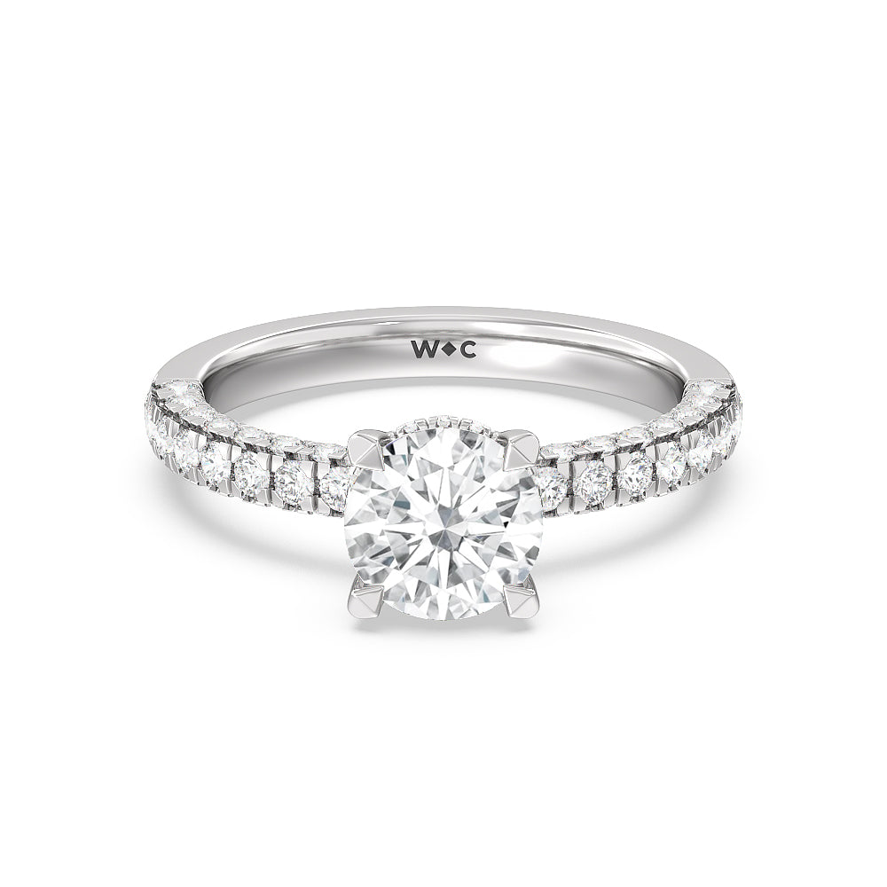 Aura Hidden Accent 1 3/4 CTTW Round Cut Lab Grown Diamond Engagement Ring  in 14KT White Gold