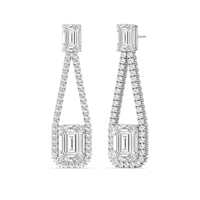 Emerald Shape Supported Drop Earrings