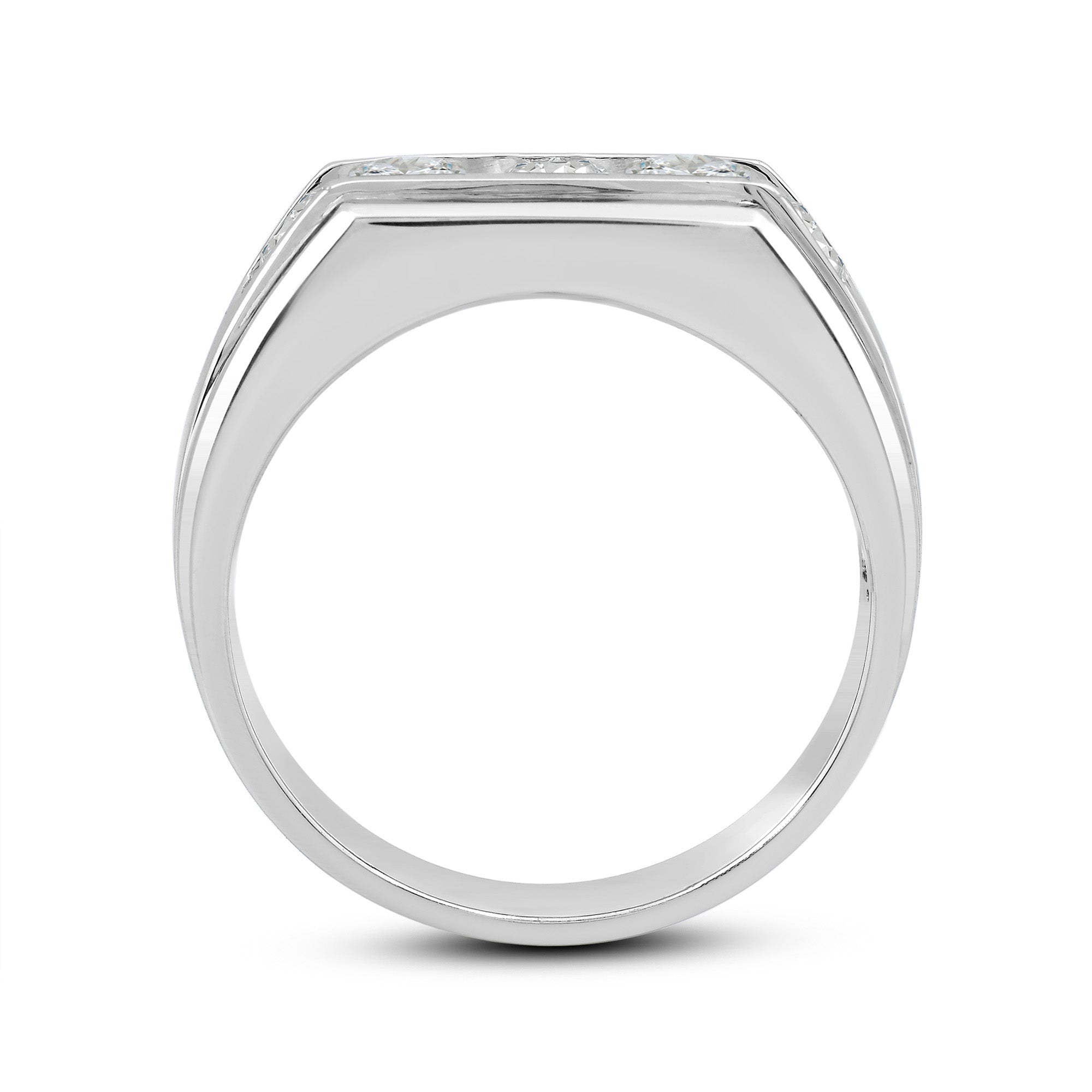 14K White Gold Rectangular Diamond Ring - OMI Jewelry