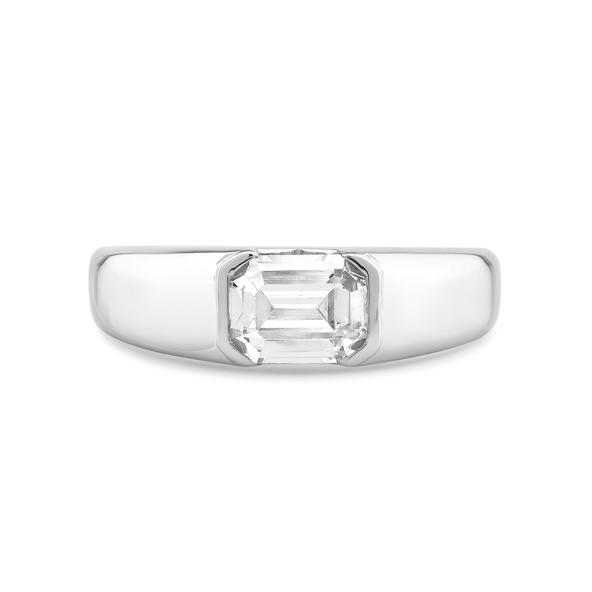 Half Bezel Bevel Edged Mens Engagement Ring – With Clarity