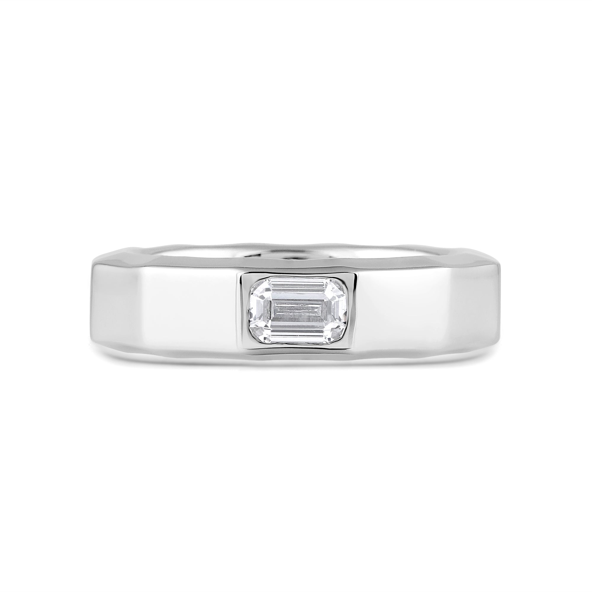 Faceted Bezel Men's Engagement Ring – With Clarity