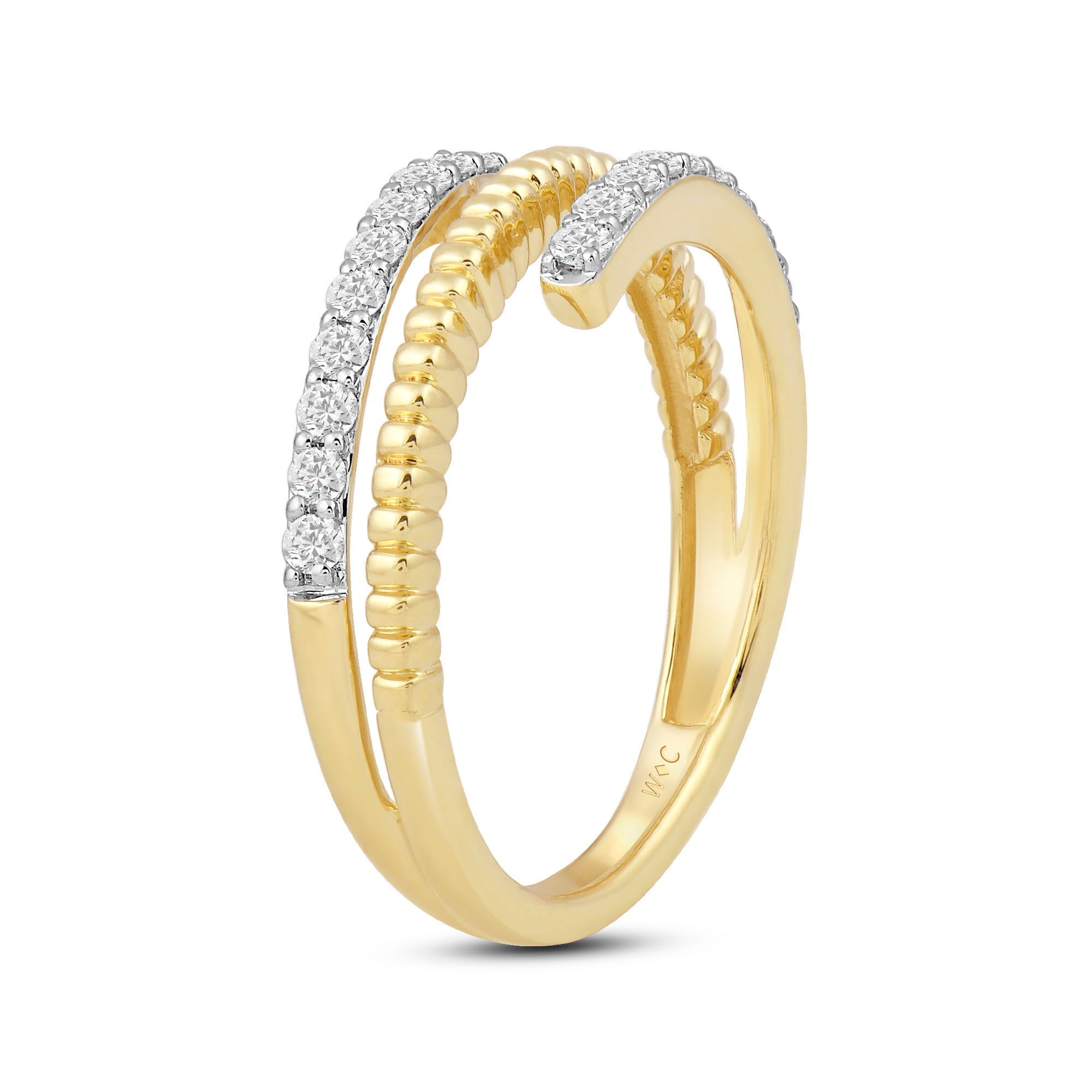Bassano Jewelry | Round and Baguette Diamond Spiral Ring