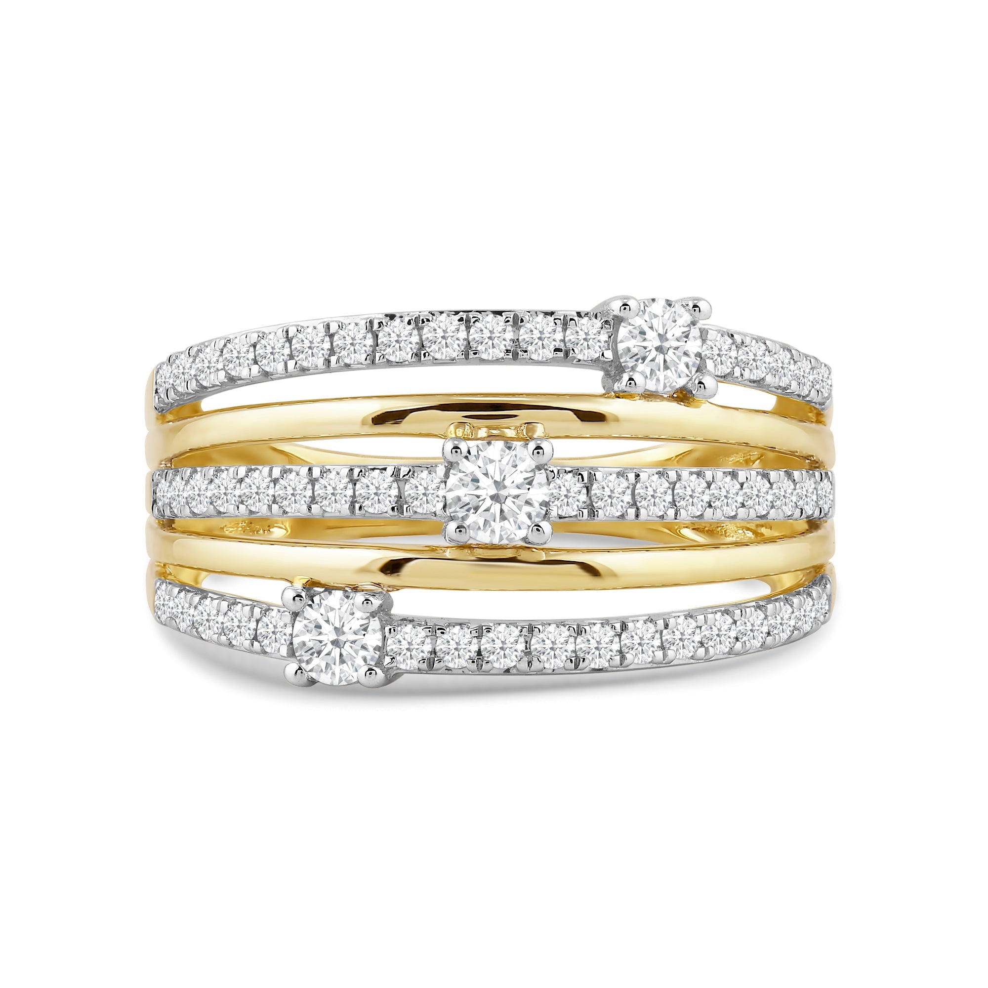 Five Row Diamond And Gold Scatter Ring – With Clarity