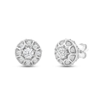 Decorative Halo Diamond Stud Earrings