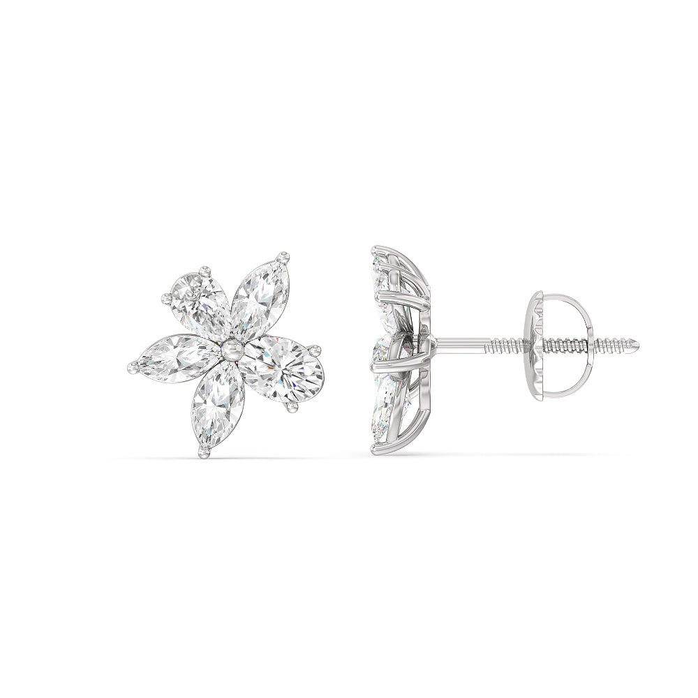 5 Marquises Diamond Earring Backing in White Gold
