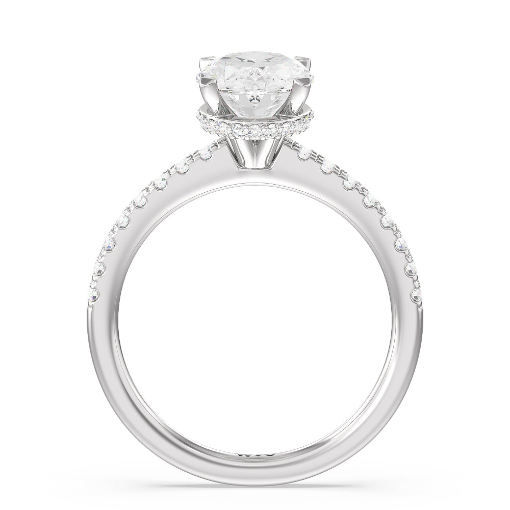 2.5 Ct. Lab Oval Cut Petite Lab Diamond Ring With Hidden Halo In