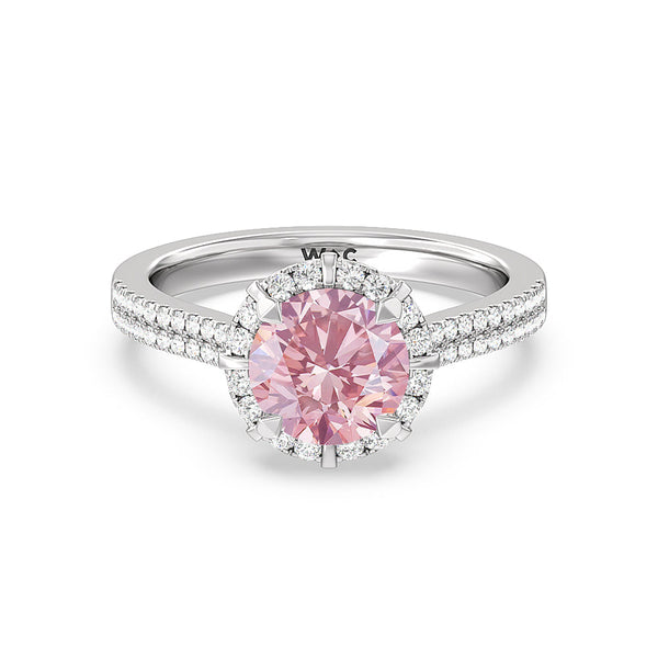 Lafonn Double-Halo Engagement Ring PINK RINGS Size 5 Platinum 2.48 CTS  Approx.15.5(H)*11.3(W) – Wolf Fine Jewelers