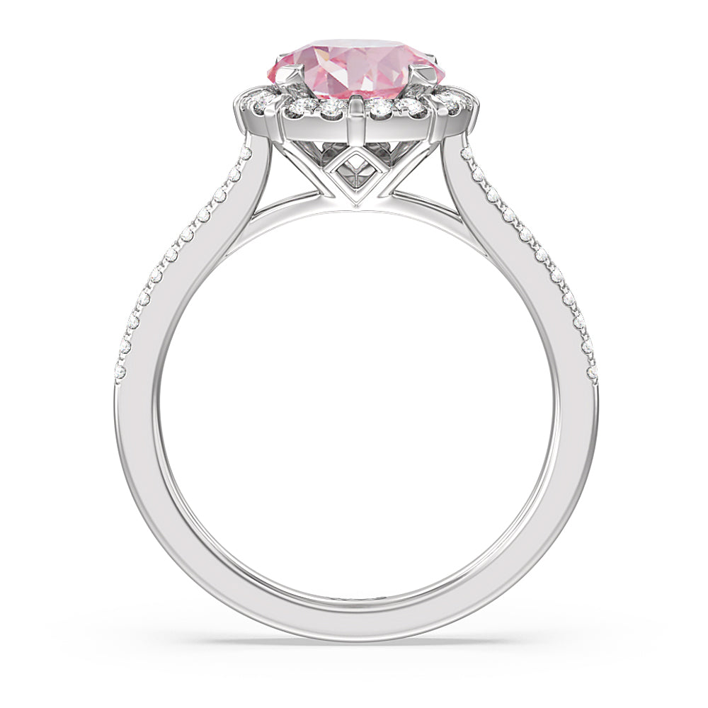 Lafonn Baguette Halo Engagement Ring PINK RINGS Size 5 Platinum 1.6 CTS  Approx.12.5(H)*10.5(W) – Wolf Fine Jewelers