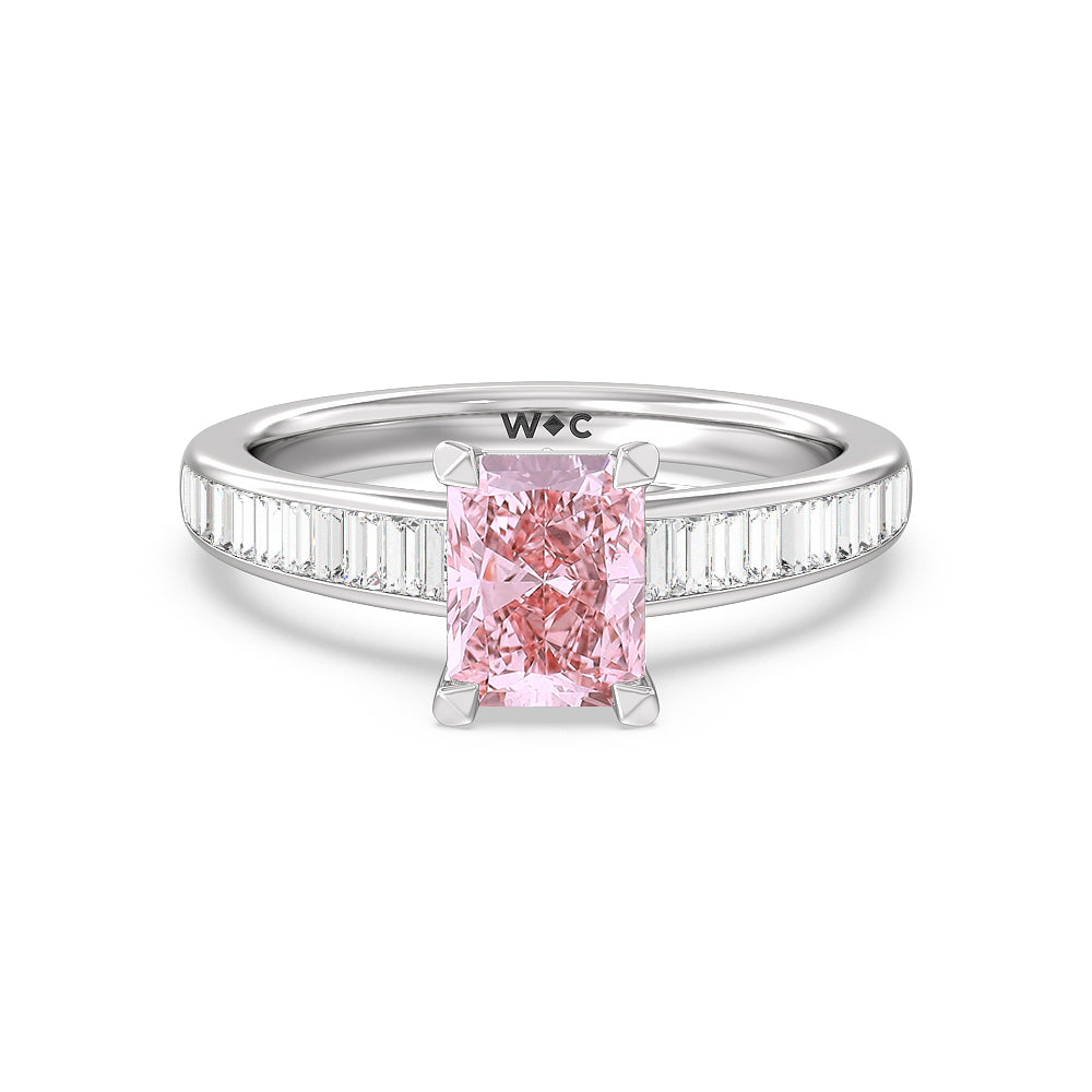 2.5Ct Lab Created Pink Diamond Bridal Set Engagement Ring White Gold Plated