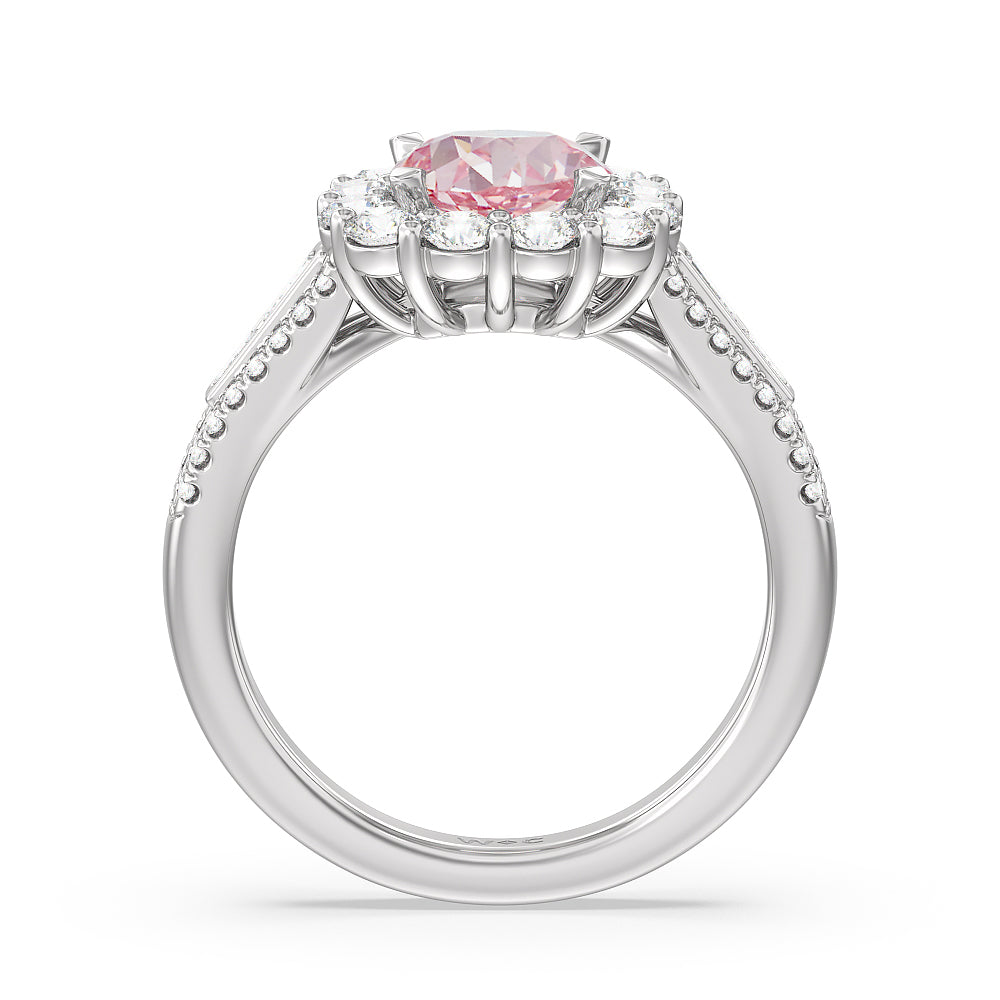 2 Stone Pink Sapphire And diamond Ring In 14K White Gold | Fascinating  Diamonds