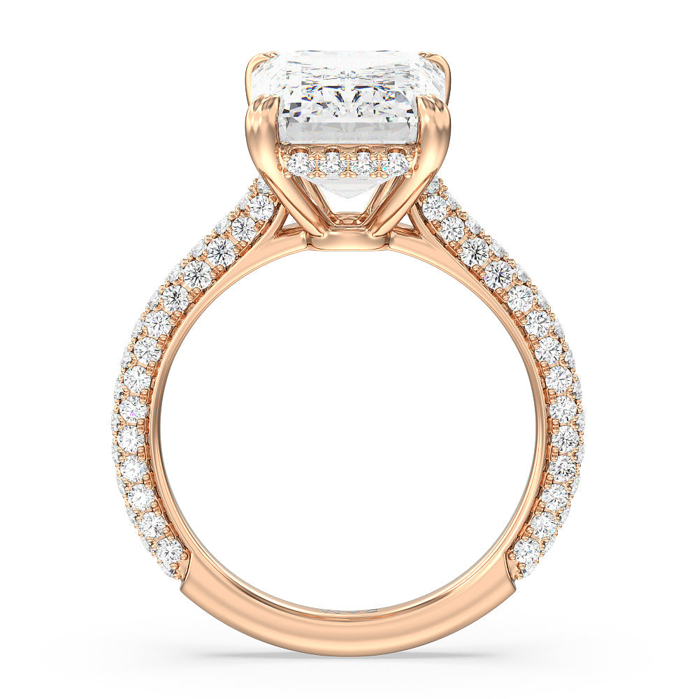 Elegance Diamond Studded Gallery Hidden Halo Engagement Ring – With Clarity