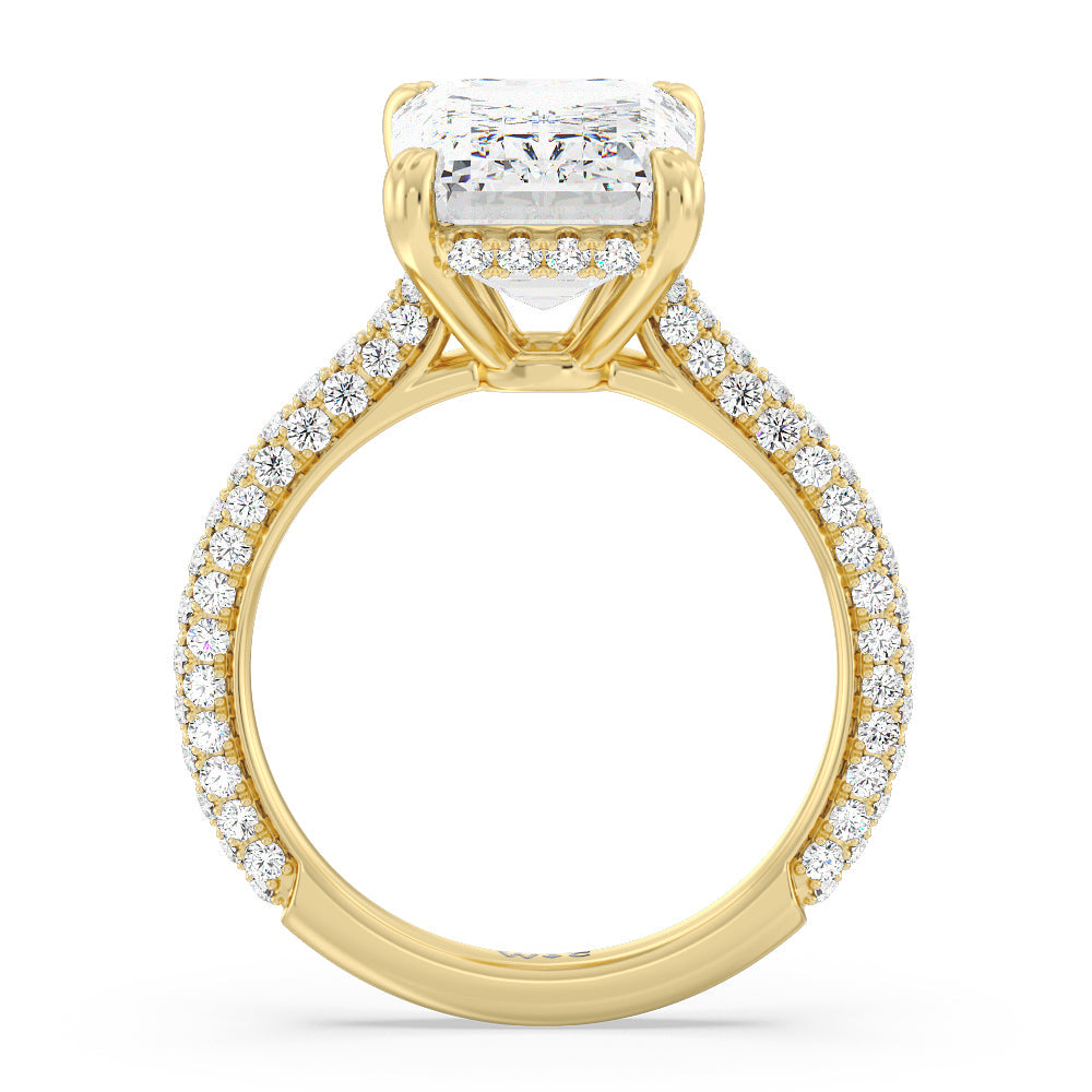 Elegance Diamond Studded Gallery Hidden Halo Engagement Ring – With Clarity