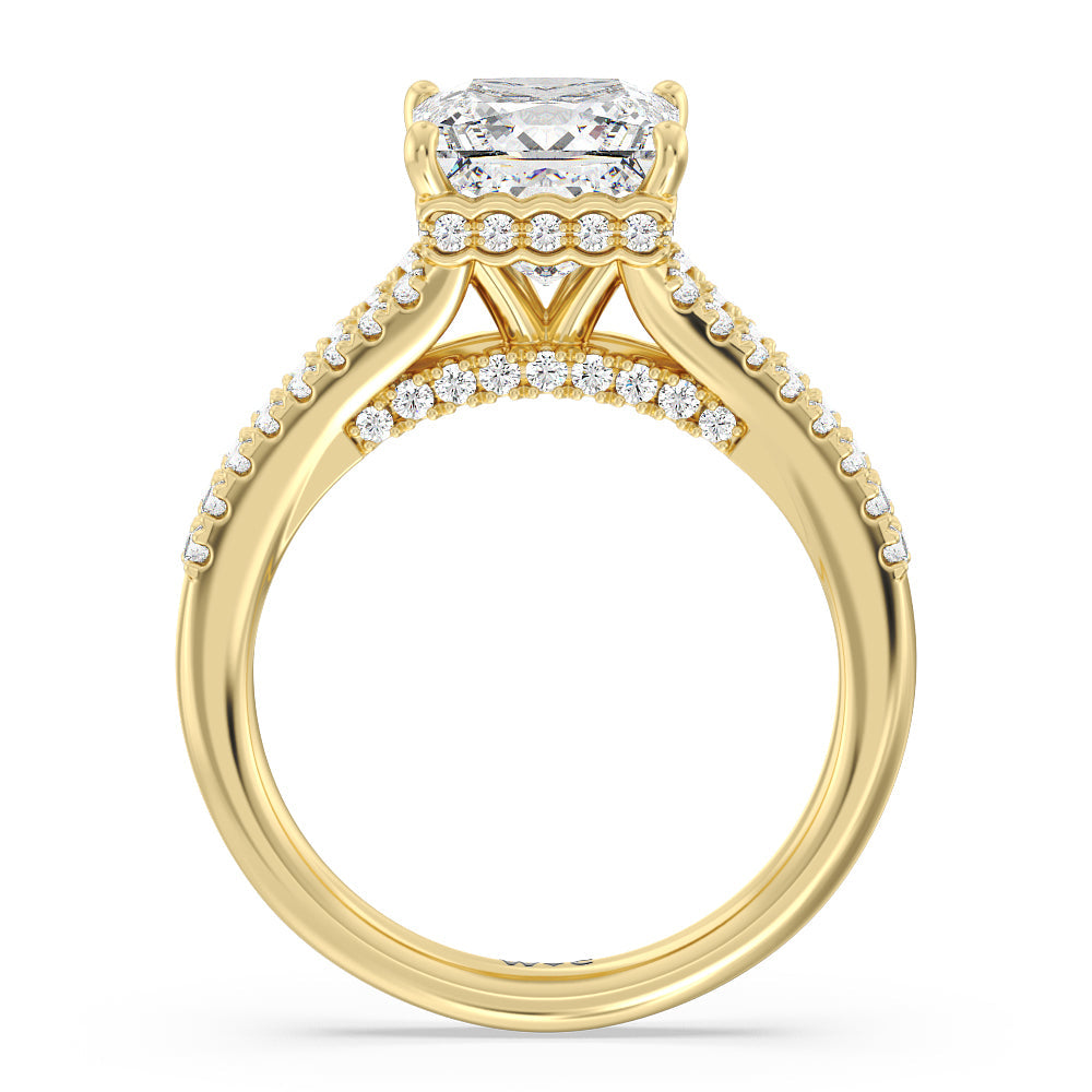 Split Shank Scalloped Hidden Halo Engagement Ring – With Clarity