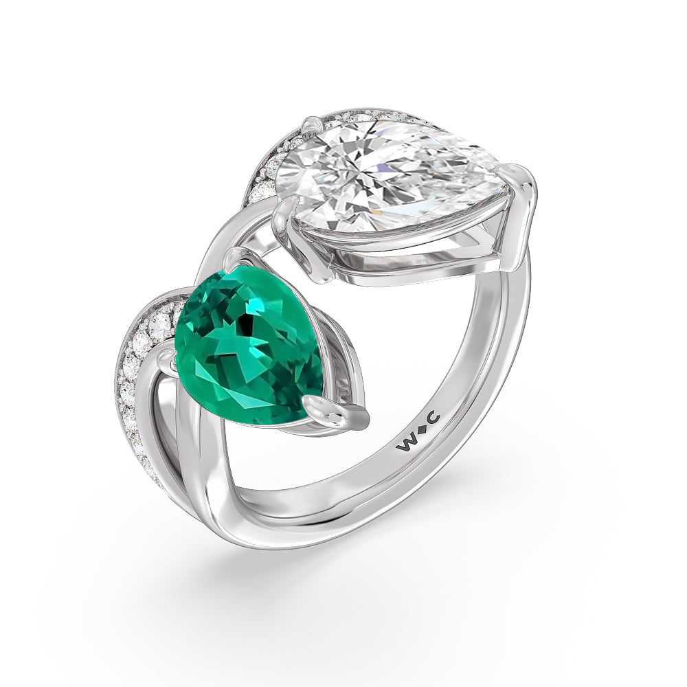 Lab Sapphire,Onyx Ruby Pave Trellis ring - 14K White Gold |JewelsForMe