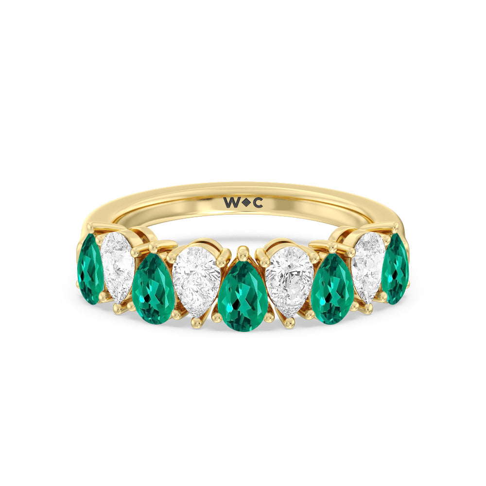 Emerald and online diamond anniversary ring