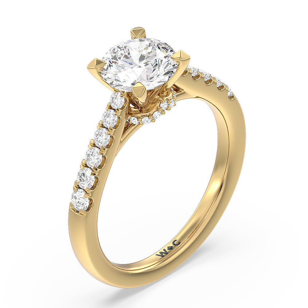 Cathedral Pave Hidden Halo Engagement Ring – With Clarity