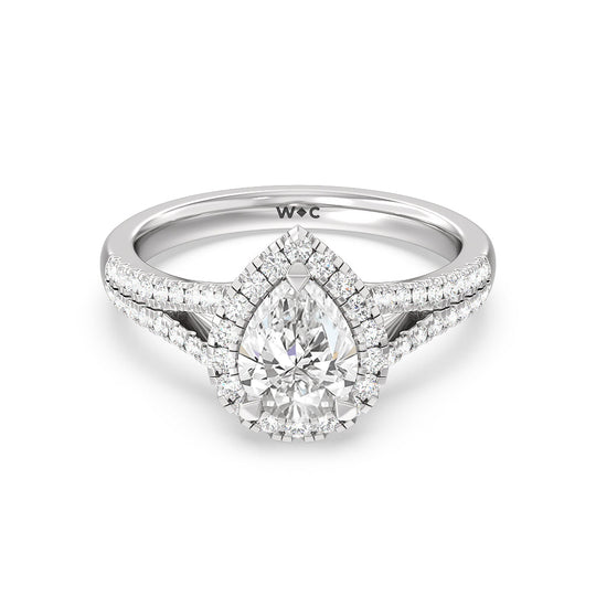 Split Shank Cathedral Halo Engagement Ring