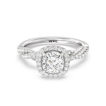 Cushion Twisted Vine Halo Engagement Ring