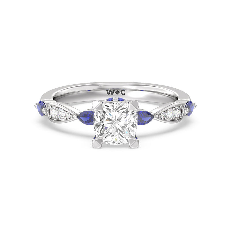 Fantasy Engagement Ring with Blue Lab Sapphire / Undina