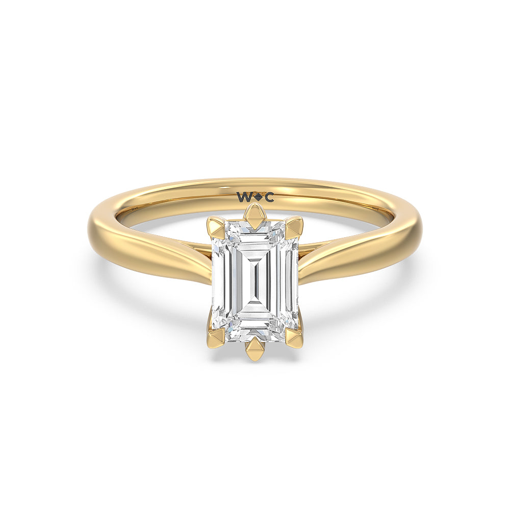 Six Prong Tulip Solitaire 1 1/2 CTTW Emerald Cut Lab Grown Diamond ...