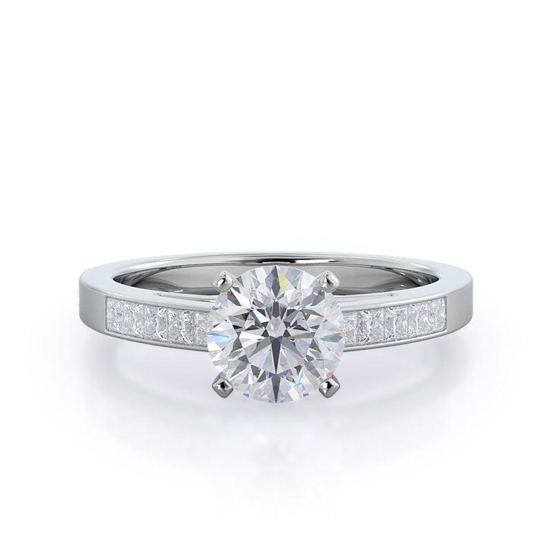 Channel Set Princess 2 1/4 CTTW Round Cut Lab Grown Diamond Engagement ...