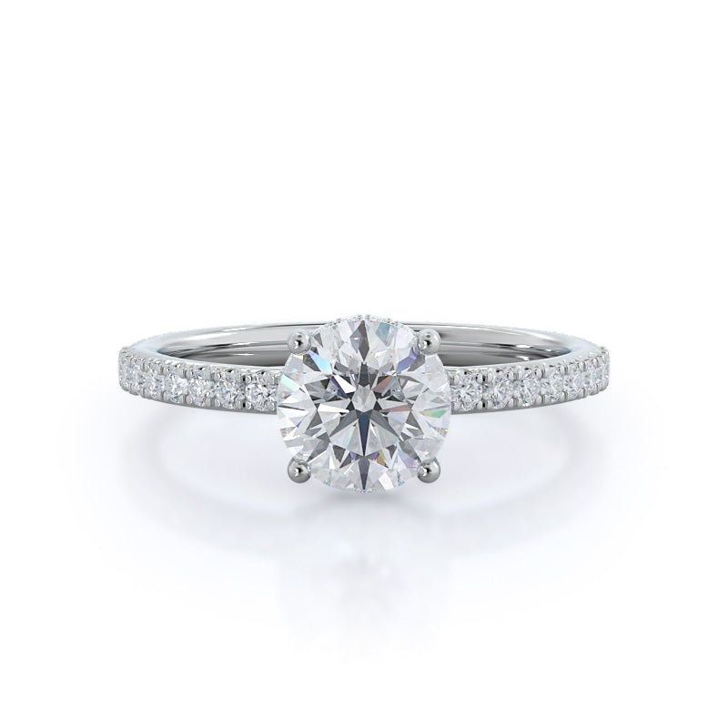 Vintage Milgrain 1 1/4 CTTW Round Cut Lab Grown Diamond Pave Engagement ...