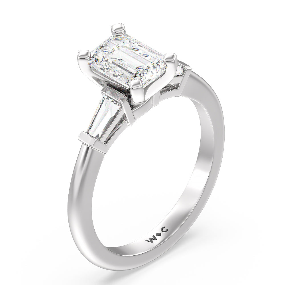 Three Stone Baguette Diamond Engagement Ring