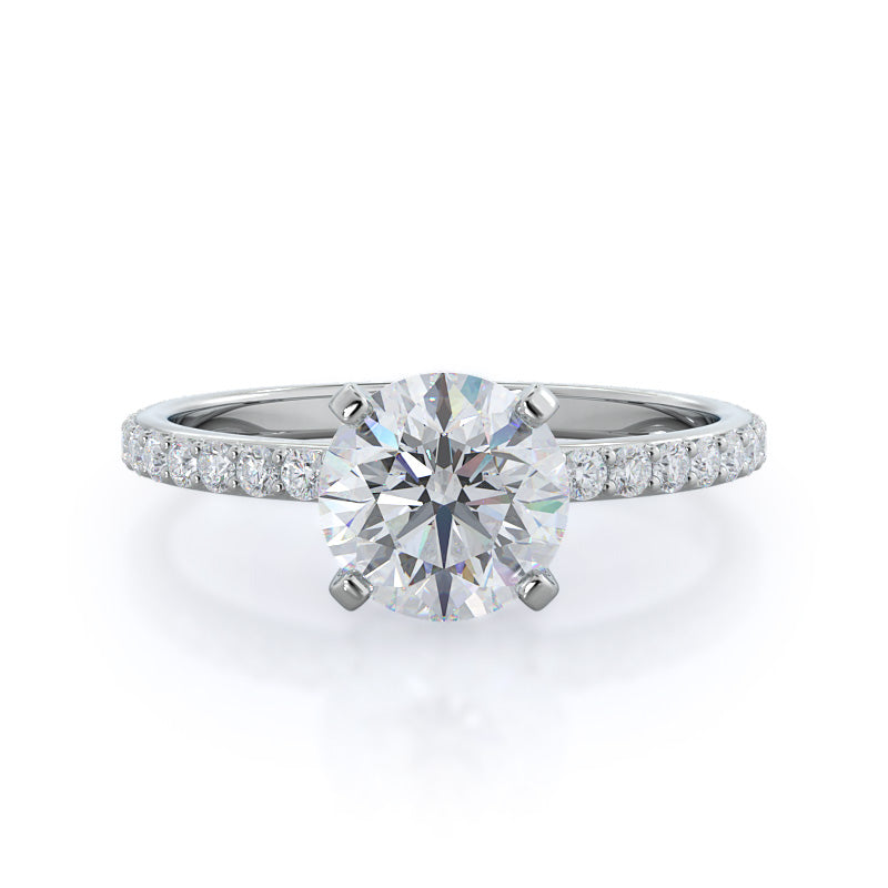 Lab 2 1/4 CTTW Round Cut Lab Grown Diamond Engagement Ring in 14KT ...