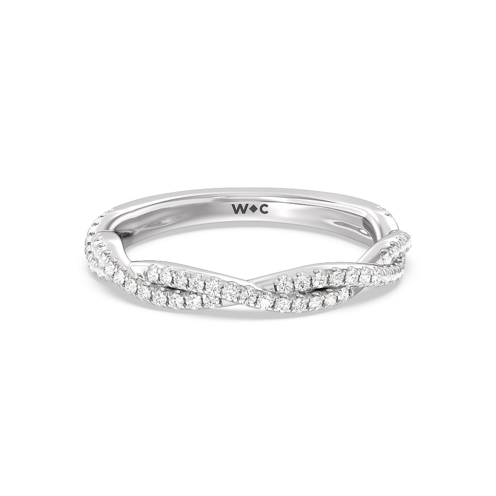 Twisted Shank Hidden Halo Solitaire Diamond Wedding Band – With Clarity