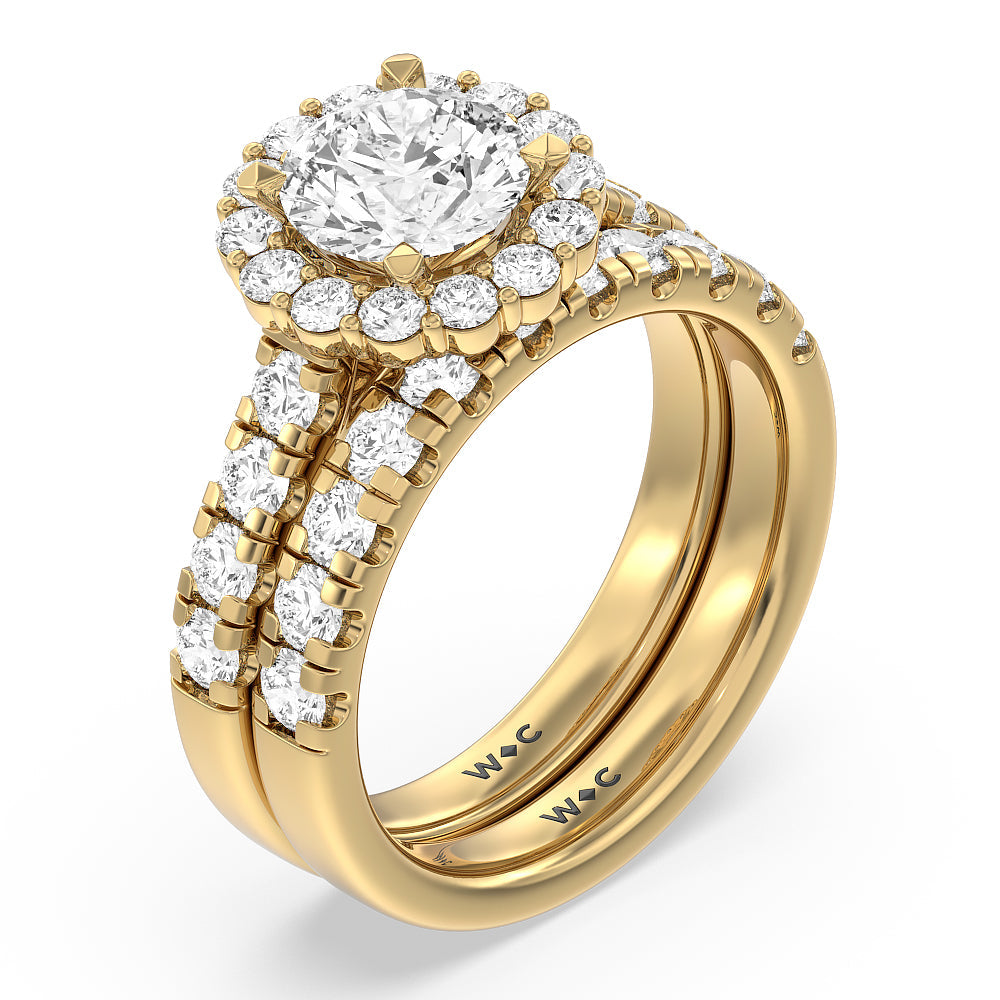 Broad Halo Cathedral Wedding Band – With Clarity