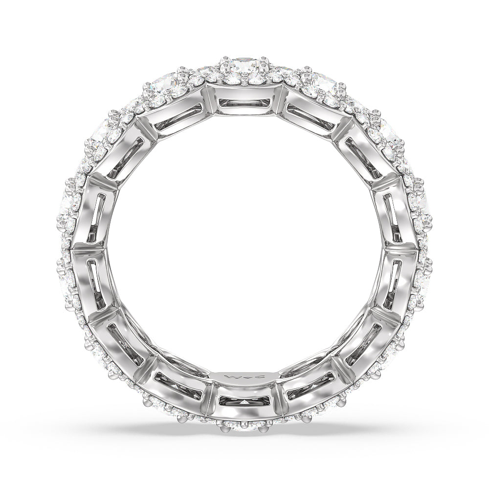Round Halo Eternity Ring – With Clarity